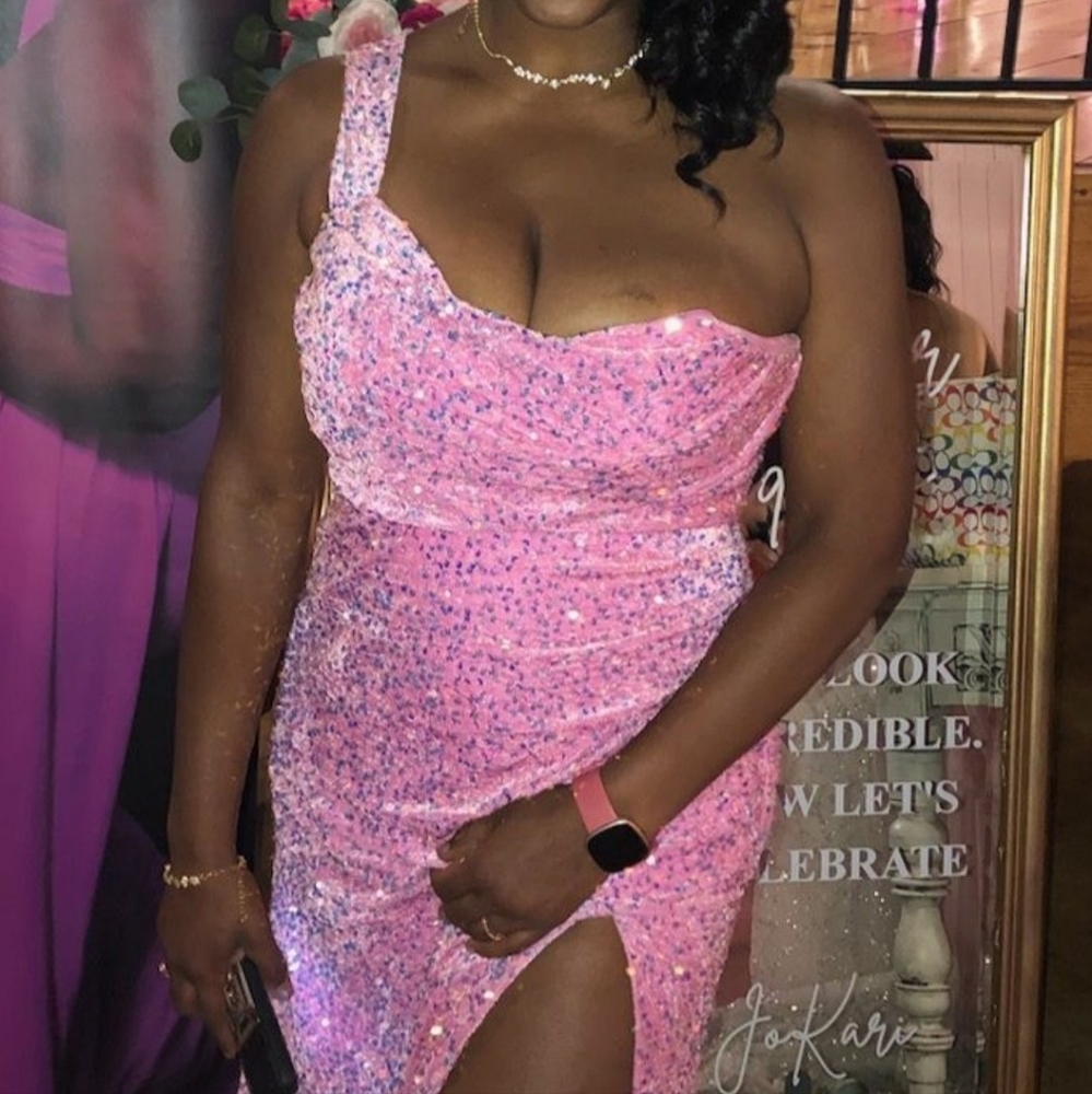 Beautiful pink sequins prom dress or bridesmaids dress